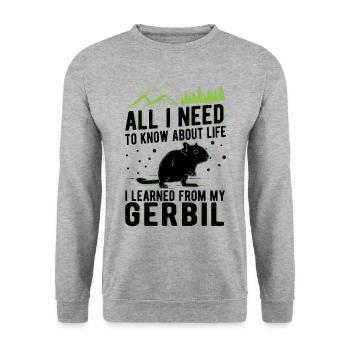 Gerbil Gift Racing Rat Gerbil - Unisex Sweatshirt - salt & pepper - Front - Alina (178cm) & Michal (187cm)