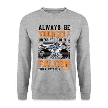 Always be yourself Falcon Falknerei Falke - Unisex Sweatshirt - salt & pepper - Front - Alina (178cm) & Michal (187cm)