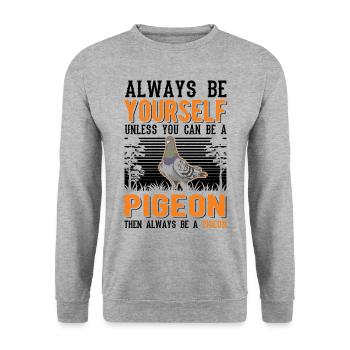 Pigeon Gift Pigeon Fancier Carrier Pigeon - Unisex Sweatshirt - salt & pepper - Front - Alina (178cm) & Michal (187cm)