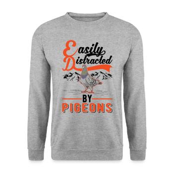 Easily distracted by Pigeons Pigeon Pigeon Fancier - Unisex Sweatshirt - salt & pepper - Front - Alina (178cm) & Michal (187cm)