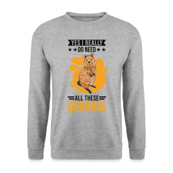 Yes I really do need all these Quokkas - Unisex Sweatshirt - salt & pepper - Front - Alina (178cm) & Michal (187cm)