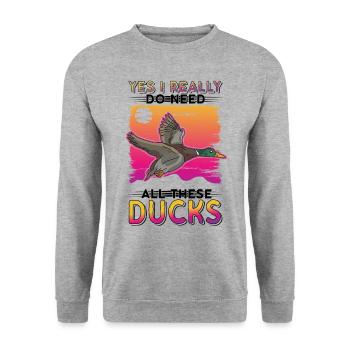 Duck Gift Duck Duck Breeder - Unisex Sweatshirt - salt & pepper - Front - Alina (178cm) & Michal (187cm)