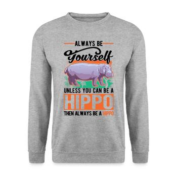 Soyez toujours vous-même hippopotame hippopotame hippopotame - Sweat-shirt Unisexe - gris chiné - Devant - Alina (178cm) & Michal (187cm)