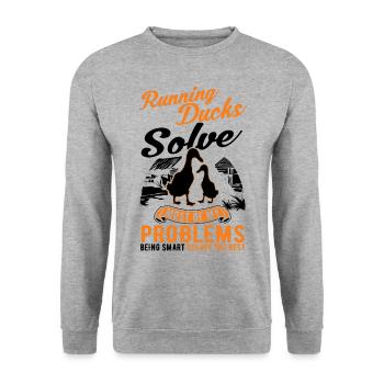 Indian Running Duck Gift Running Duck - Unisex Sweatshirt - salt & pepper - Front - Alina (178cm) & Michal (187cm)