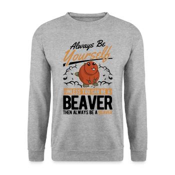 Soyez toujours vous-même Castor Castor Beaver Dam - Sweat-shirt Unisexe - gris chiné - Devant - Alina (178cm) & Michal (187cm)
