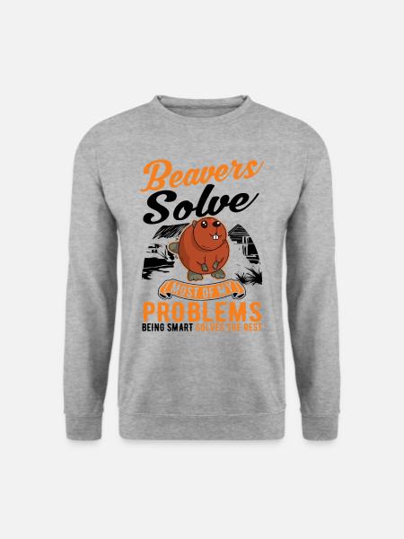 Biber Geschenk Biberdamm - Unisex Pullover - Weißgrau meliert