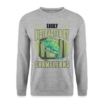 Easily distracted by Chameleons Chameleon - Unisex Sweatshirt - salt & pepper - Front - Alina (178cm) & Michal (187cm)