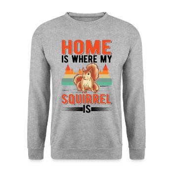 Zuhause ist wo mein Eichhörnchen ist - Unisex Pullover - Weißgrau meliert - Vorne - Alina (178cm) & Michal (187cm)