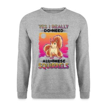 Écureuil Cadeau Écureuil Gris - Sweat-shirt Unisexe - gris chiné - Devant - Alina (178cm) & Michal (187cm)