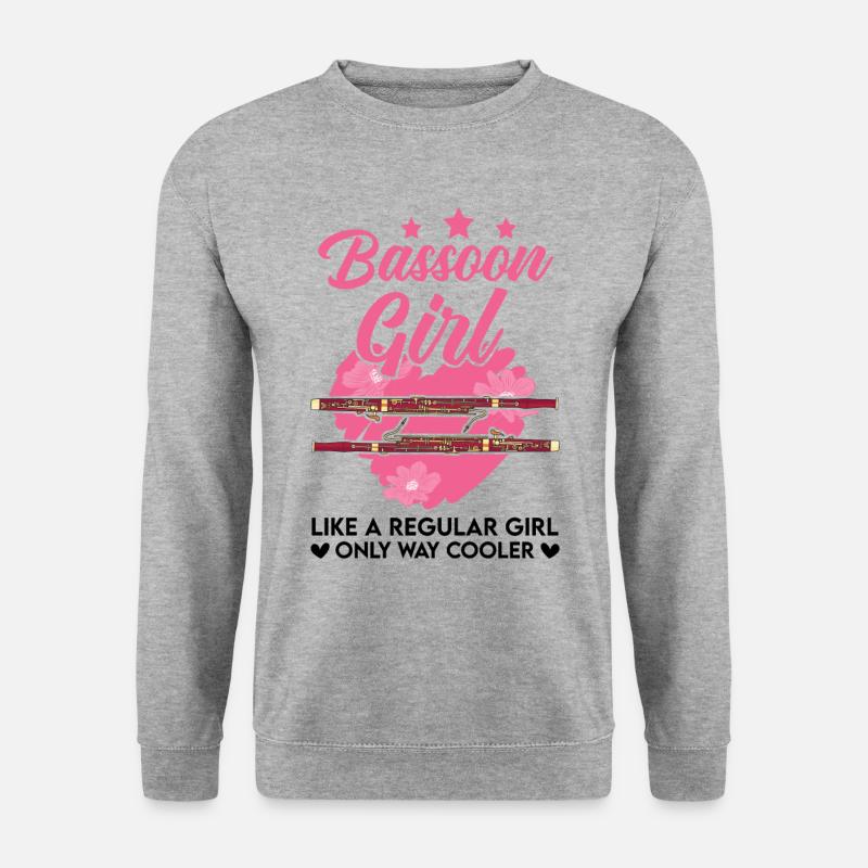 Fagott Mädchen Fagottist Fagottspieler - Unisex Pullover - Weißgrau meliert