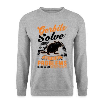 Gerbille Cadeau Rat de course mongol Gerbille - Sweat-shirt Unisexe - gris chiné - Devant - Alina (178cm) & Michal (187cm)