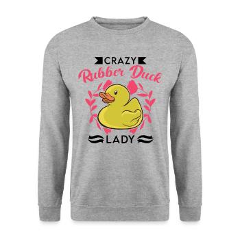 Crazy Rubber Duck Lady Gummiente - Unisex Sweatshirt - salt & pepper - Front - Alina (178cm) & Michal (187cm)