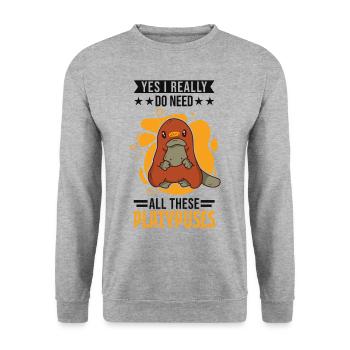 Platypus Gift Platypus - Unisex Sweatshirt - salt & pepper - Front - Alina (178cm) & Michal (187cm)