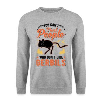 Gerbille Cadeau Rat de course Gerbille - Sweat-shirt Unisexe - gris chiné - Devant - Alina (178cm) & Michal (187cm)