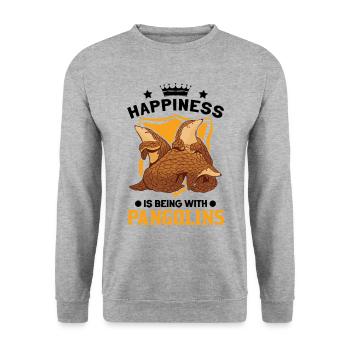Happiness is being with Pangolins Schuppentier - Unisex Sweatshirt - salt & pepper - Front - Alina (178cm) & Michal (187cm)