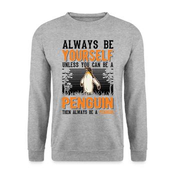 Pingouin Cadeau Pingouin - Sweat-shirt Unisexe - gris chiné - Devant - Alina (178cm) & Michal (187cm)