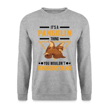 Pangolin Chose Pangolin - Sweat-shirt Unisexe - gris chiné - Devant - Alina (178cm) & Michal (187cm)