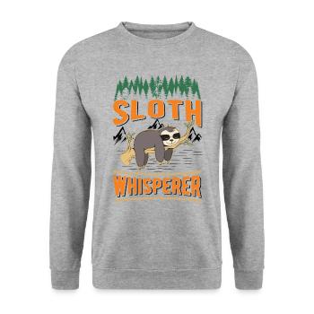 Faultier Flüsterer Sloth Whisperer - Unisex Sweatshirt - salt & pepper - Front - Alina (178cm) & Michal (187cm)