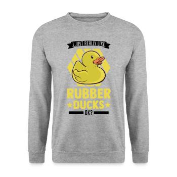 J’aime vraiment Rubber Ducks Rubber Duck - Sweat-shirt Unisexe - gris chiné - Devant - Alina (178cm) & Michal (187cm)