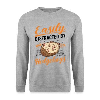 Facilement distrait par les hérissons Igel - Sweat-shirt Unisexe - gris chiné - Devant - Alina (178cm) & Michal (187cm)