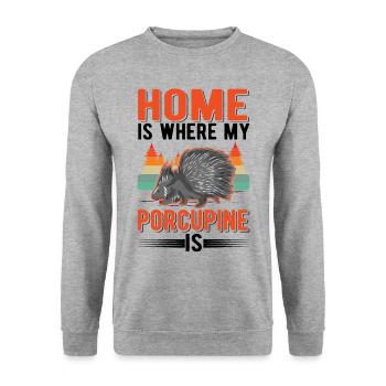 Home is where my porcupine is - Unisex Sweatshirt - salt & pepper - Front - Alina (178cm) & Michal (187cm)