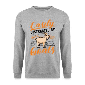Facilement distrait par les chèvres Ziegenwirt Goat - Sweat-shirt Unisexe - gris chiné - Devant - Alina (178cm) & Michal (187cm)