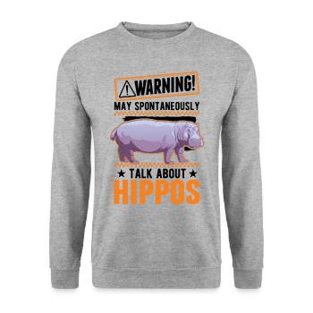Warning Hippo Hippo Hippo Hippo - Unisex Sweatshirt - salt & pepper - Front - Alina (178cm) & Michal (187cm)