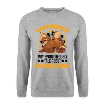 Warnung Pangolin Schuppentier - Unisex Pullover - Weißgrau meliert - Vorne - Alina (178cm) & Michal (187cm)