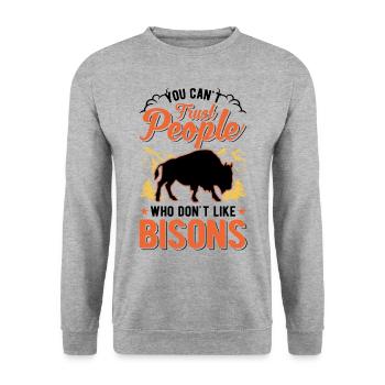 Buffalo Gift Bison Buffallo Water Buffalo - Unisex Sweatshirt - salt & pepper - Front - Alina (178cm) & Michal (187cm)