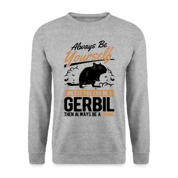 Gerbil Gift Racing Rat Gerbil - Unisex Sweatshirt - salt & pepper - Front - Alina (178cm) & Michal (187cm)
