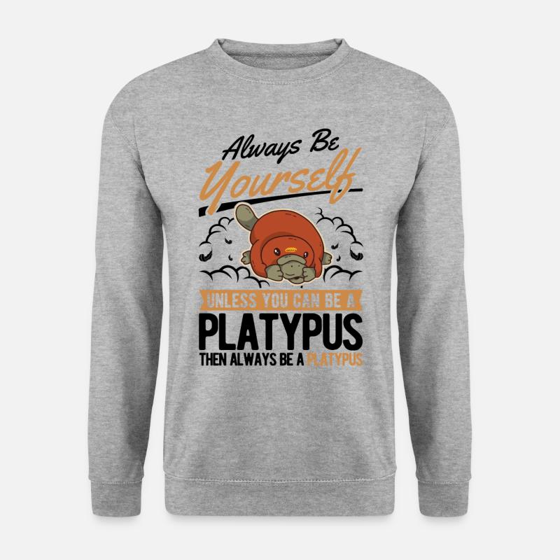 Schnabeltier Geschenk Platypus - Unisex Pullover - Weißgrau meliert