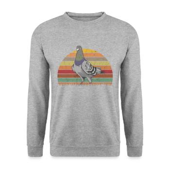 Taube Retro Taubenzüchter Vintage - Unisex Pullover - Weißgrau meliert - Vorne - Alina (178cm) & Michal (187cm)