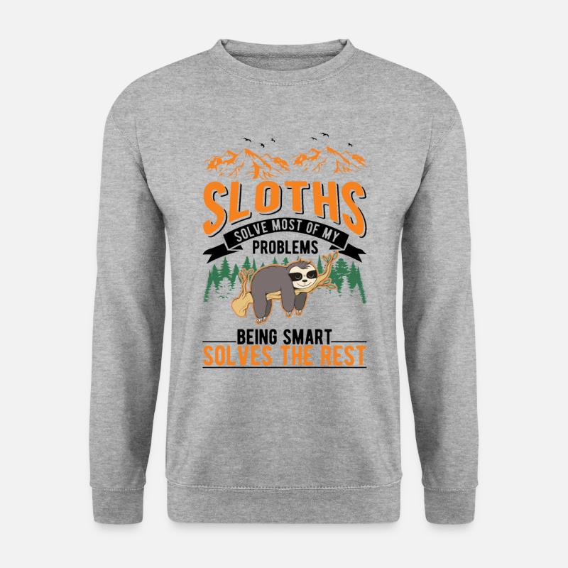 Faultier Geschenk Sloth - Unisex Pullover - Weißgrau meliert