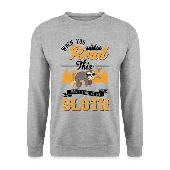 Sloth Gift Sloth - Unisex Sweatshirt - salt & pepper - Front - Alina (178cm) & Michal (187cm)