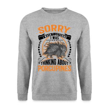 Porcupine Gift Porcupine - Unisex Sweatshirt - salt & pepper - Front - Alina (178cm) & Michal (187cm)