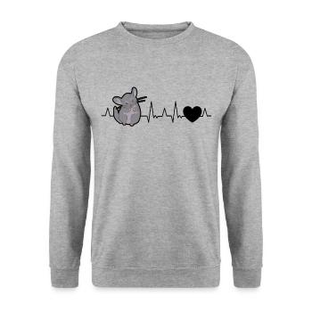 Chinchilla Herzschlag - Unisex Pullover - Weißgrau meliert - Vorne - Alina (178cm) & Michal (187cm)