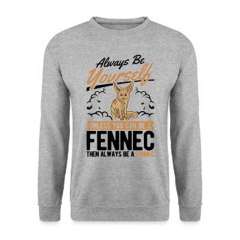 Always be yourses Fennec Wüstenfuchs Fennek - Unisex Pullover - Weißgrau meliert - Vorne - Alina (178cm) & Michal (187cm)