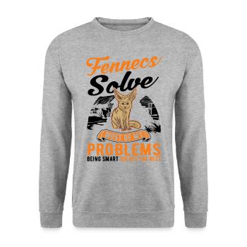 Fennec Gift Desert Fox Fennec - Unisex Sweatshirt - salt & pepper - Front - Alina (178cm) & Michal (187cm)