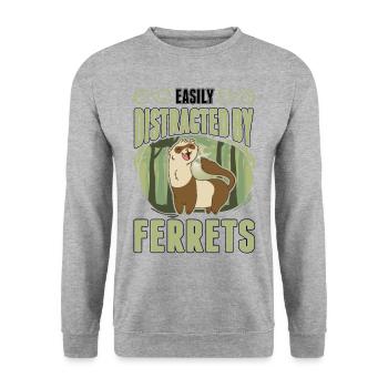 Easily distracted by Foxes Fuchs - Unisex Sweatshirt - salt & pepper - Front - Alina (178cm) & Michal (187cm)