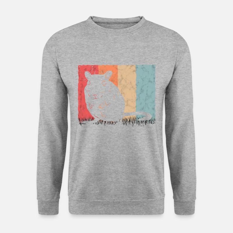 Gerbil Retro Rennratte Vintage Rennmaus - Unisex Pullover - Weißgrau meliert
