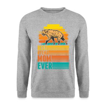 Best Hyena Mom Ever Hyänen Mama Erdwolf - Unisex Pullover - Weißgrau meliert - Vorne - Alina (178cm) & Michal (187cm)