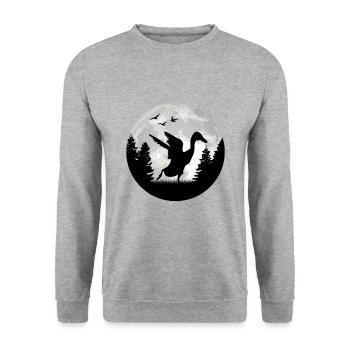 Canard Lune indien - Sweat-shirt Unisexe - gris chiné - Devant - Alina (178cm) & Michal (187cm)