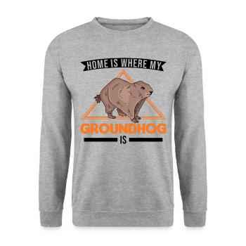 Groundhog Home Groundhog Day Marmot - Unisex Sweatshirt - salt & pepper - Front - Alina (178cm) & Michal (187cm)