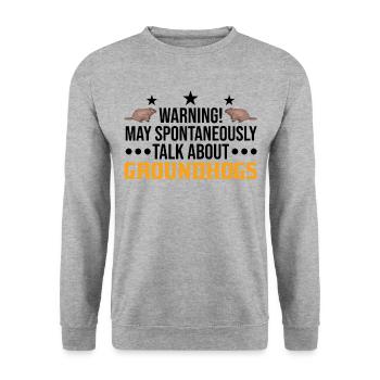 Warnung Murmeltier Groundhog Day Woodchuck - Unisex Pullover - Weißgrau meliert - Vorne - Alina (178cm) & Michal (187cm)