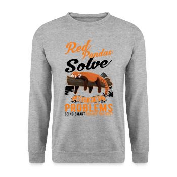 Red Panda Gift Cat Bear - Unisex Sweatshirt - salt & pepper - Front - Alina (178cm) & Michal (187cm)