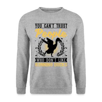Indian Running Duck Gift Running Duck - Unisex Sweatshirt - salt & pepper - Front - Alina (178cm) & Michal (187cm)