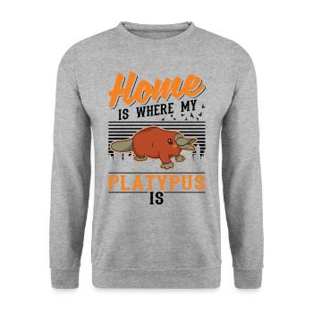 Platypus at home Platypus - Unisex Sweatshirt - salt & pepper - Front - Alina (178cm) & Michal (187cm)