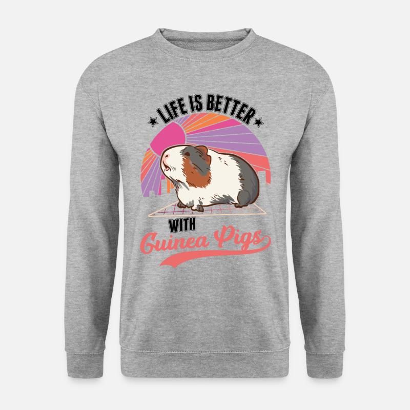 Meerschweinchen Geschenk Guinea Pig - Unisex Pullover - Weißgrau meliert