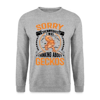 Gecko Cadeau Léopard Gecko - Sweat-shirt Unisexe - gris chiné - Devant - Alina (178cm) & Michal (187cm)