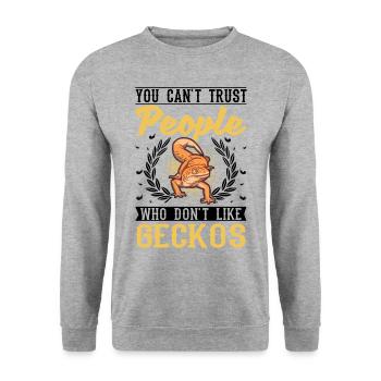 Gecko Cadeau Léopard Gecko - Sweat-shirt Unisexe - gris chiné - Devant - Alina (178cm) & Michal (187cm)